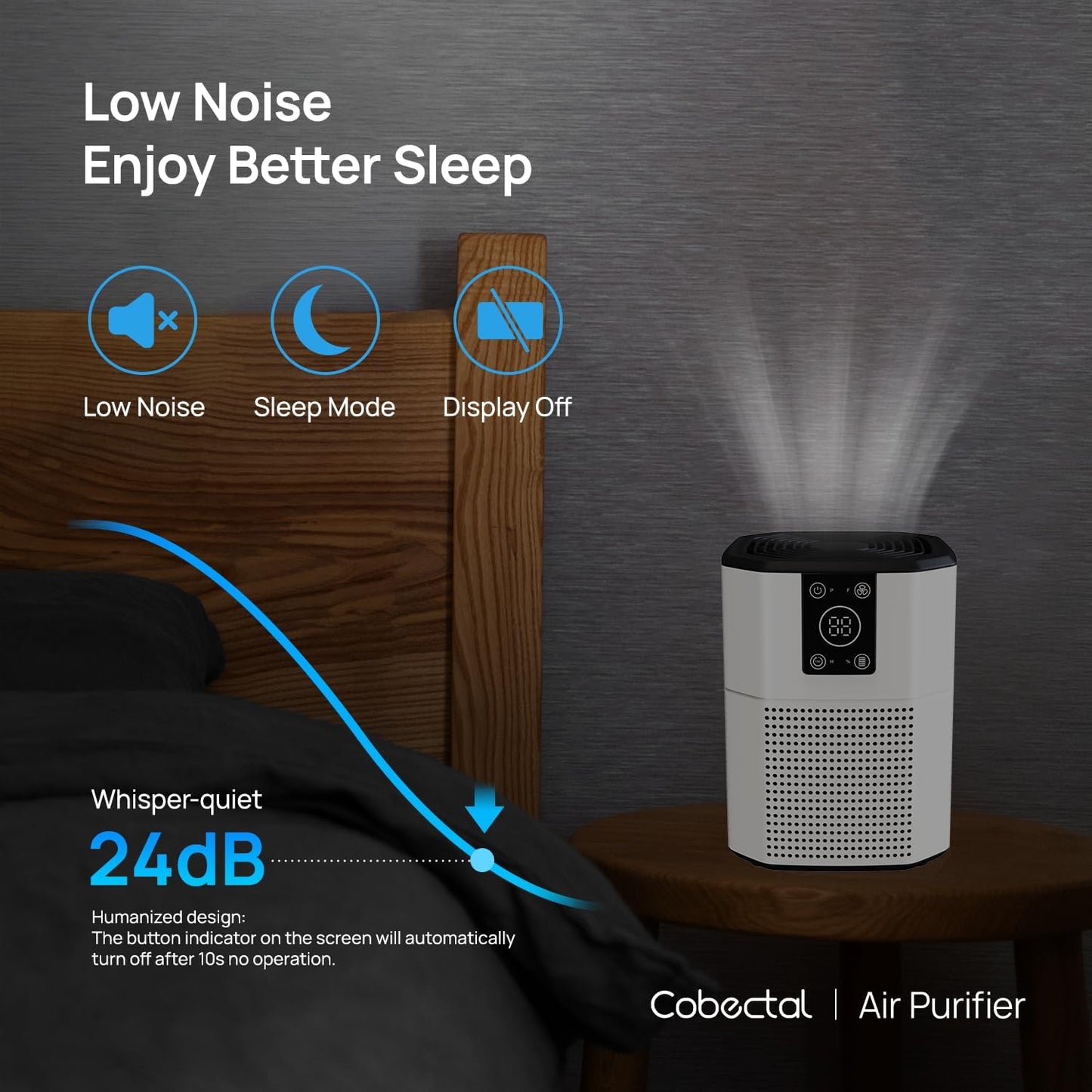 Cobectal HEPA Air Purifier with H13 True HEPA Air Filter for Bedroom