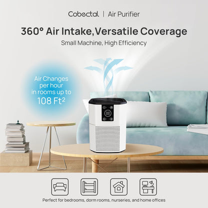 Cobectal HEPA Air Purifier with H13 True HEPA Air Filter for Bedroom