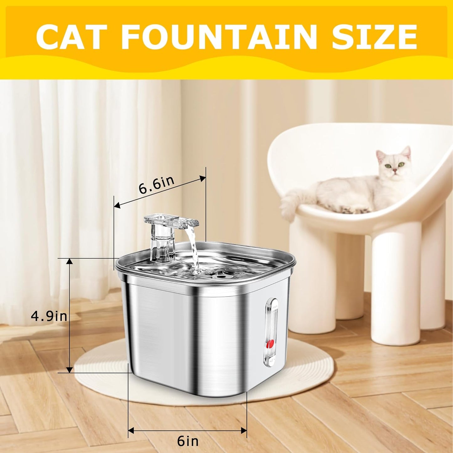 Cobectal Stainless Steel 74oz/2.2L Cat Fountain with Multi-Filter for Drinking